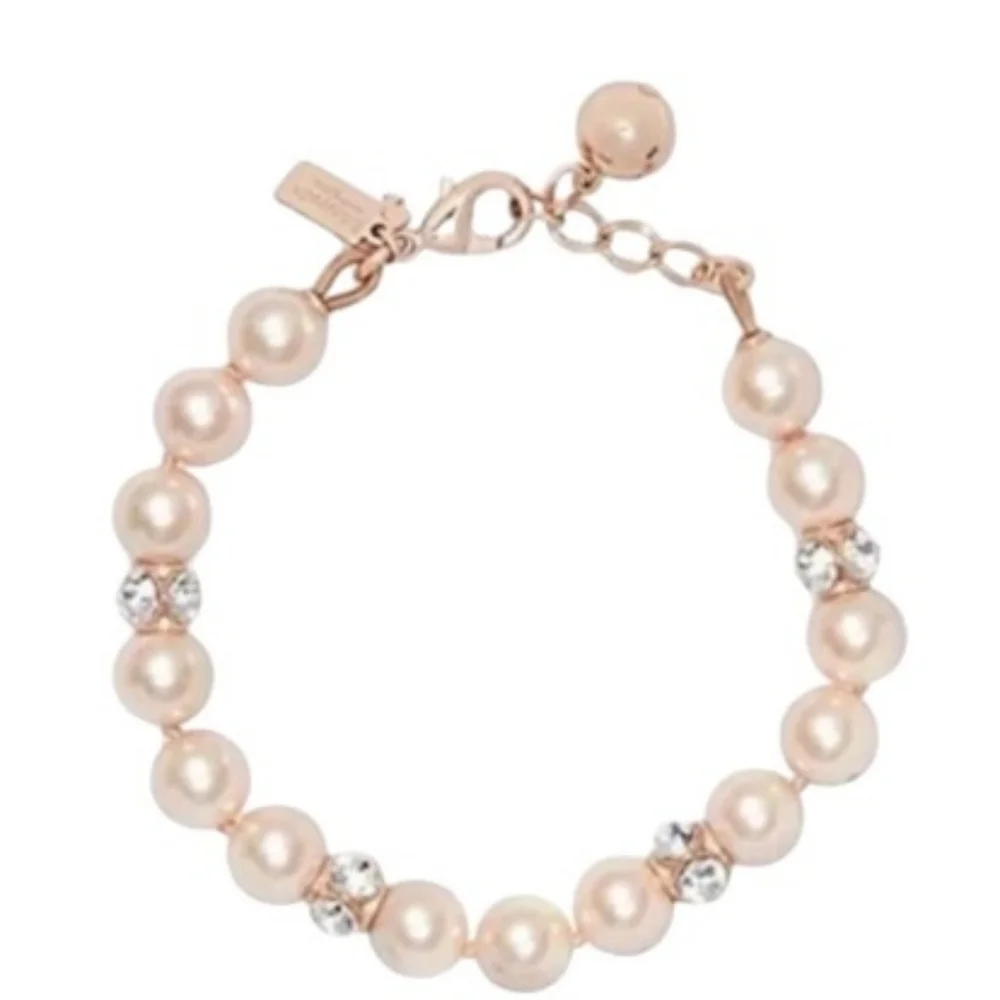 New in box Kate Spade ♠️ Lady Marmalade Pearl Blush Bracelet & stud earrings Set - Picture 3 of 9